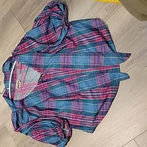 Vintage 1980's Sheer Plaid Scarf Tied